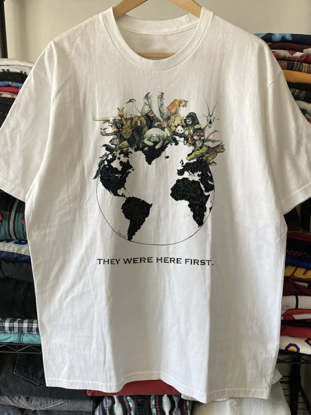 1992 They Were Here First Washed White Tee